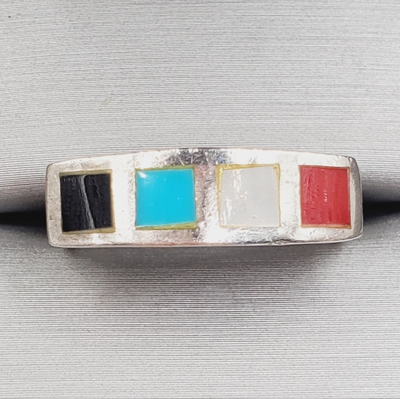 Vintage Southwest Inlay Band Ring – Bold Color Block Design